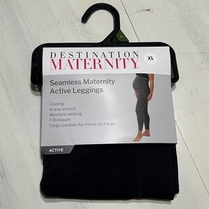 NWT Destination Maternity Seamless Active Workout Leggings Black Sz XL
